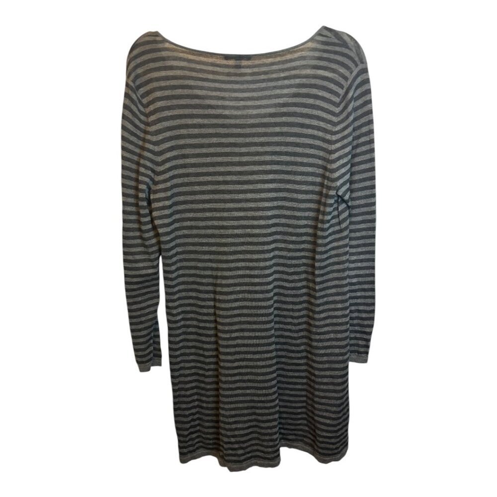 Eileen Fisher Dress Women's Size Large Black Gray Stripes‎ - Picture 3 of 5